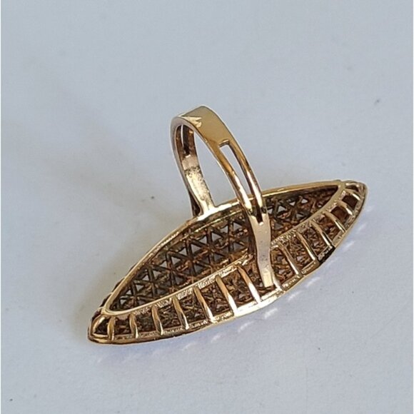 Boho Sterling Silver Rose Gold Marquis Two Tone Full Finger Statement Ring - Picture 10 of 13